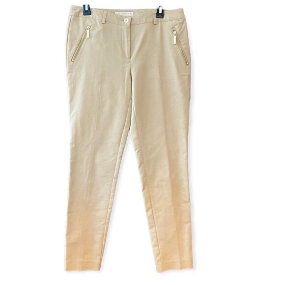 Michael Kors 6 Khaki Casual Workwear Cotton Trousers Tapered Pants - Picture 1 of 9